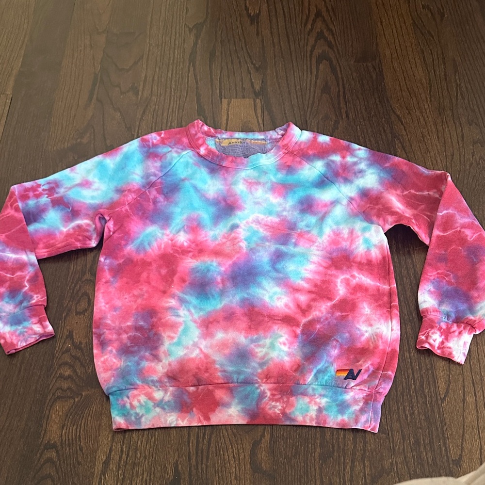 Aviator Nation Pink and Blue Tie-Dye Sweatshirt